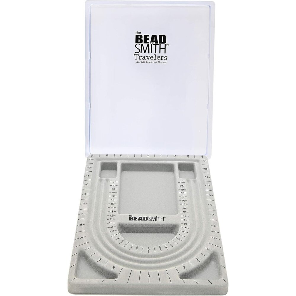Bead Board with Cover, Grey Flocked, 3 U-Shaped Channels, 6 Recessed Compartment